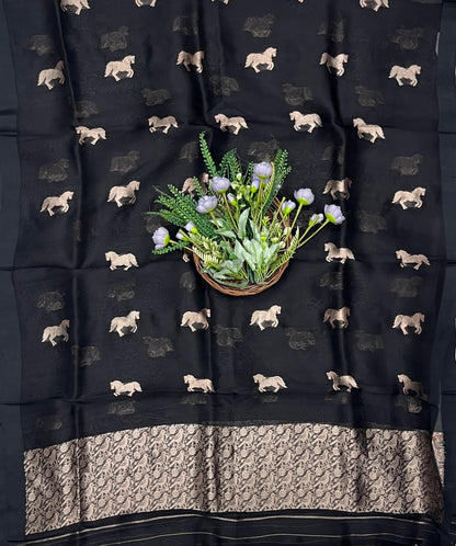 939B Pure Silk Black Suit Fabric/ CKC Banarasi Edit