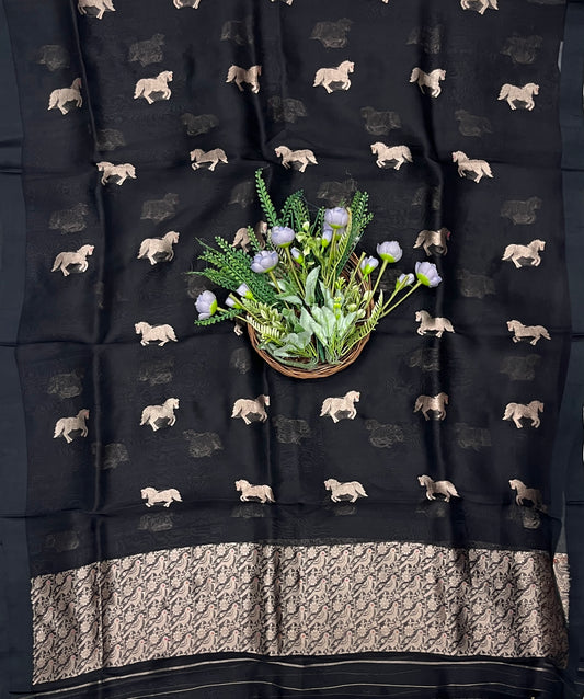 939B Pure Silk Black Suit Fabric/ CKC Banarasi Edit