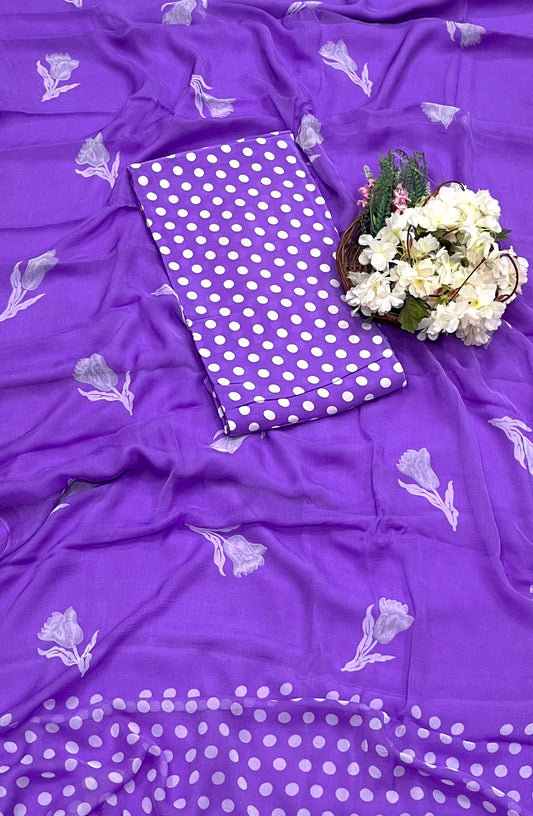 CKC 841 Crepe Polka Lilac Suit Fabric/ CKC Polka Story