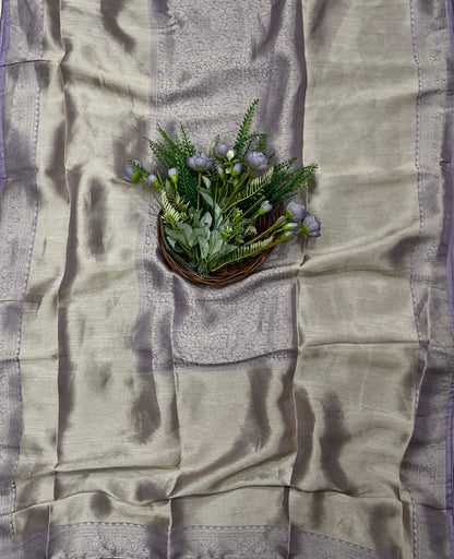 941B Soft Brocade lavender Gray Suit Fabric / CKC Banarasi Edit