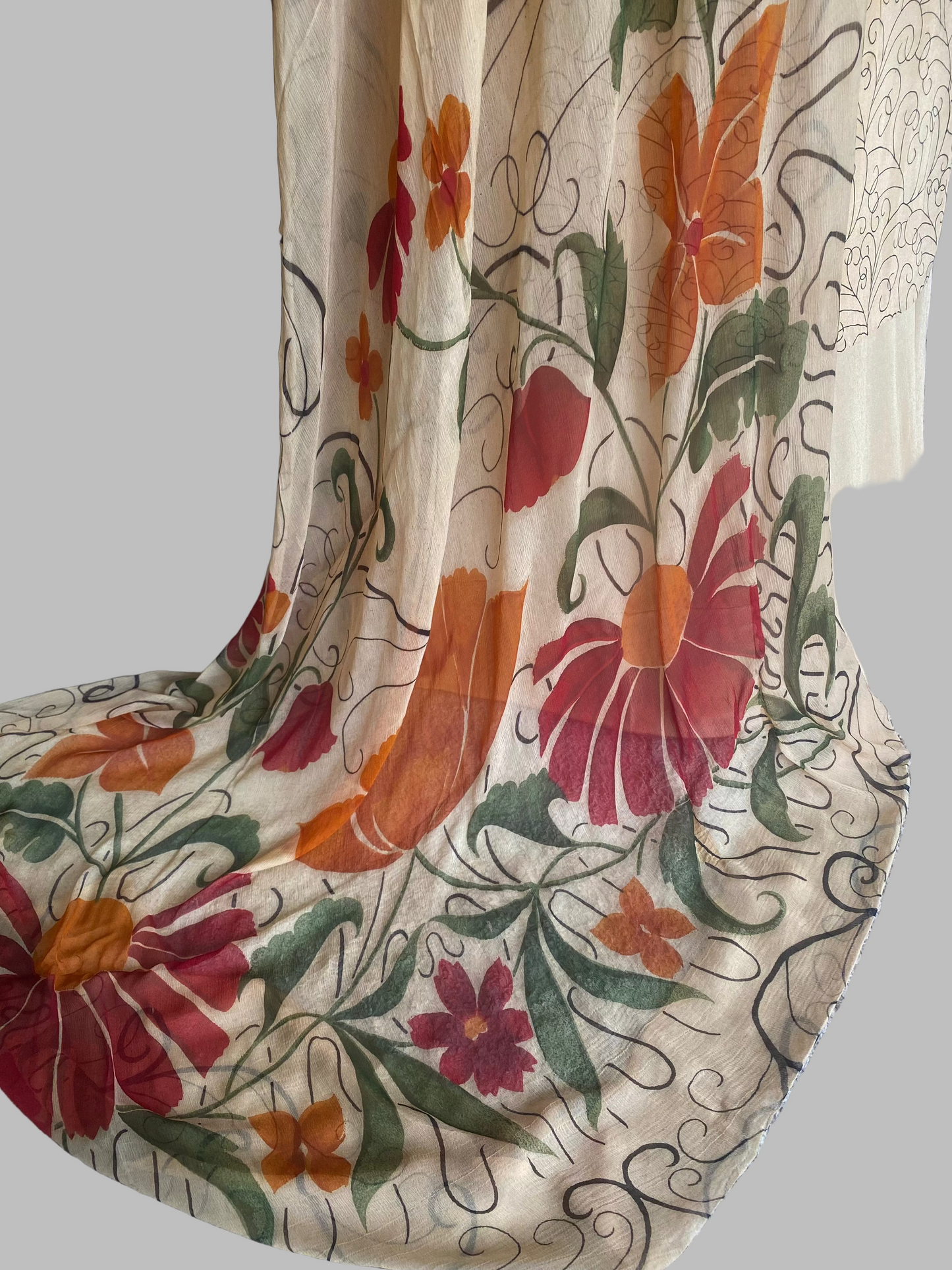 (Pre- Order) Crepe Soil Suit Fabric/ Phoolon Ka Ghar