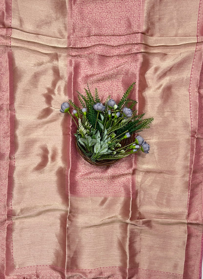 943B Soft Brocade Onion Pink Suit Fabric / CKC Banarasi Edit
