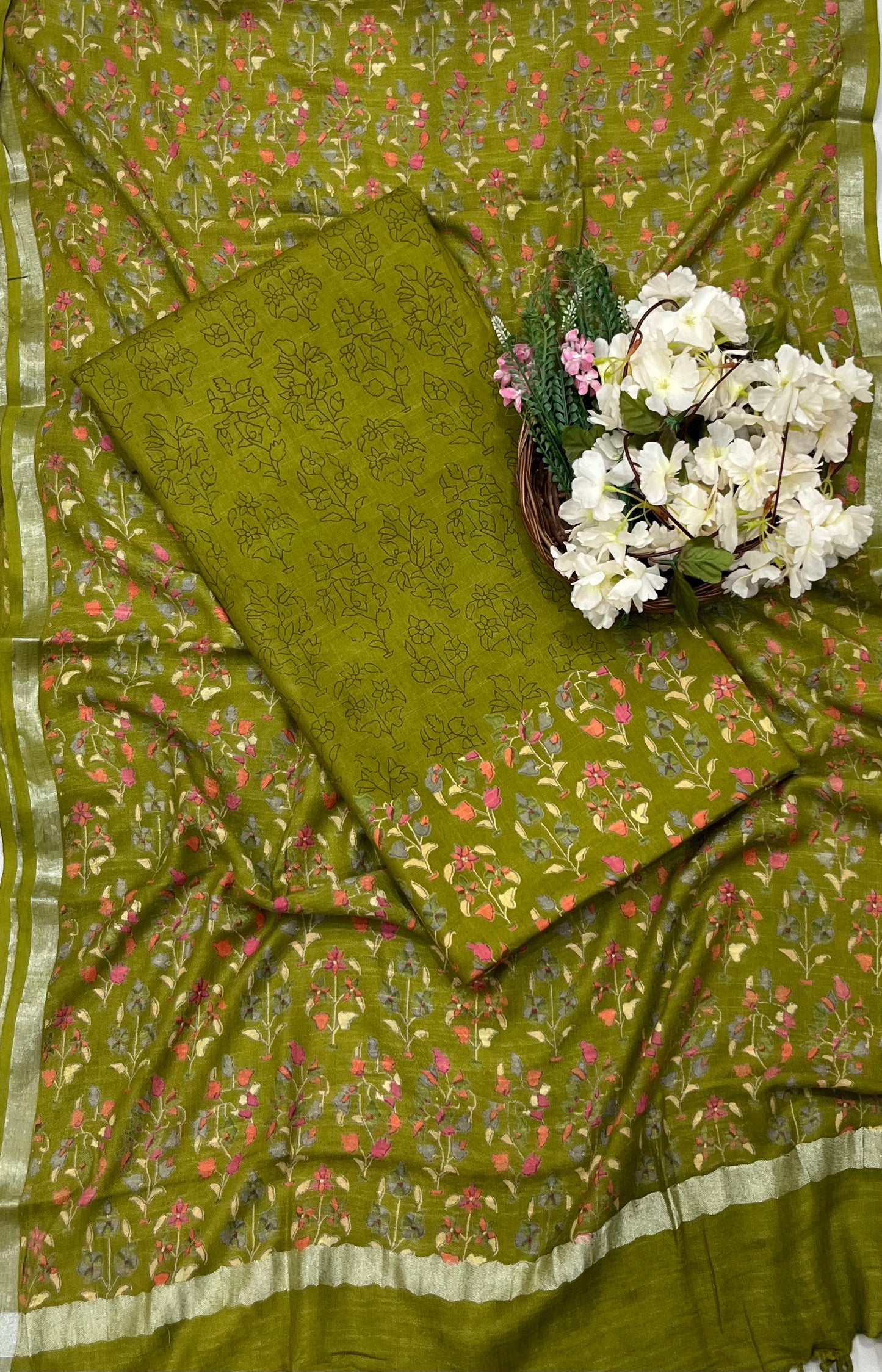 CKC 859 Linen Mehndi Green Suit Fabric/ CKC Linen Suits