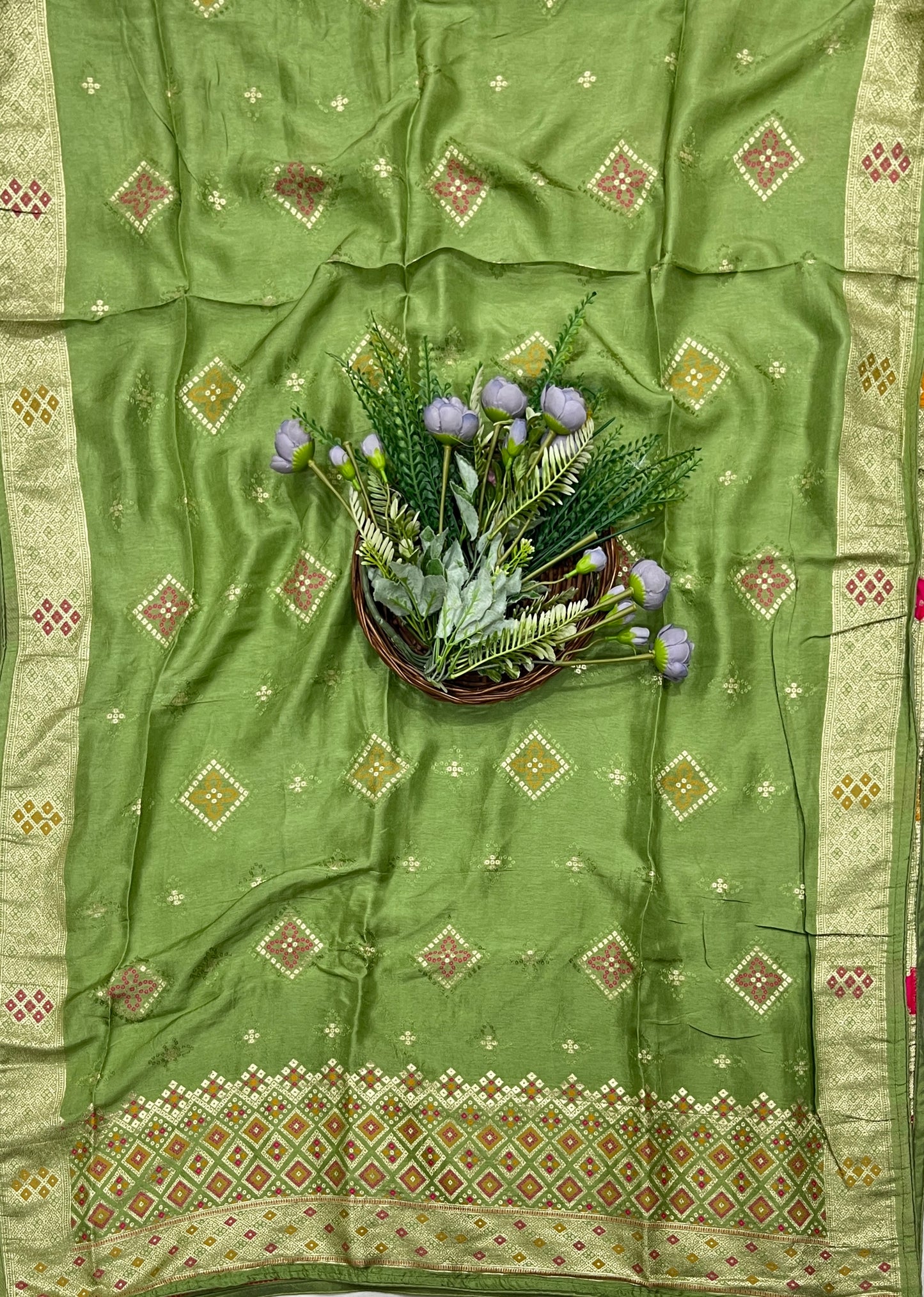 935B Banarasi Silk Mehendi Green Suit Fabric / CKC Banarasi Edit