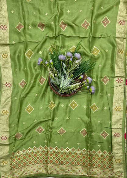 935B Banarasi Silk Mehendi Green Suit Fabric / CKC Banarasi Edit