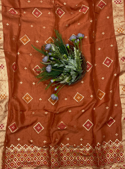 936B Banarasi Silk Rust Orange Suit Fabric / CKC Banarasi Edit