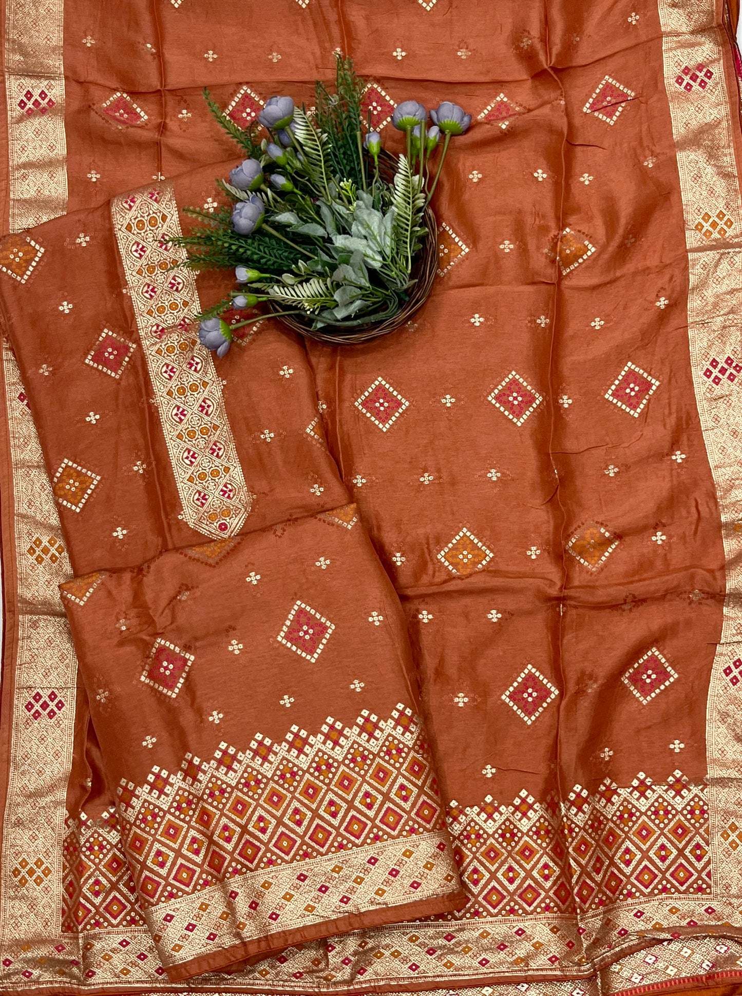 936B Banarasi Silk Rust Orange Suit Fabric / CKC Banarasi Edit