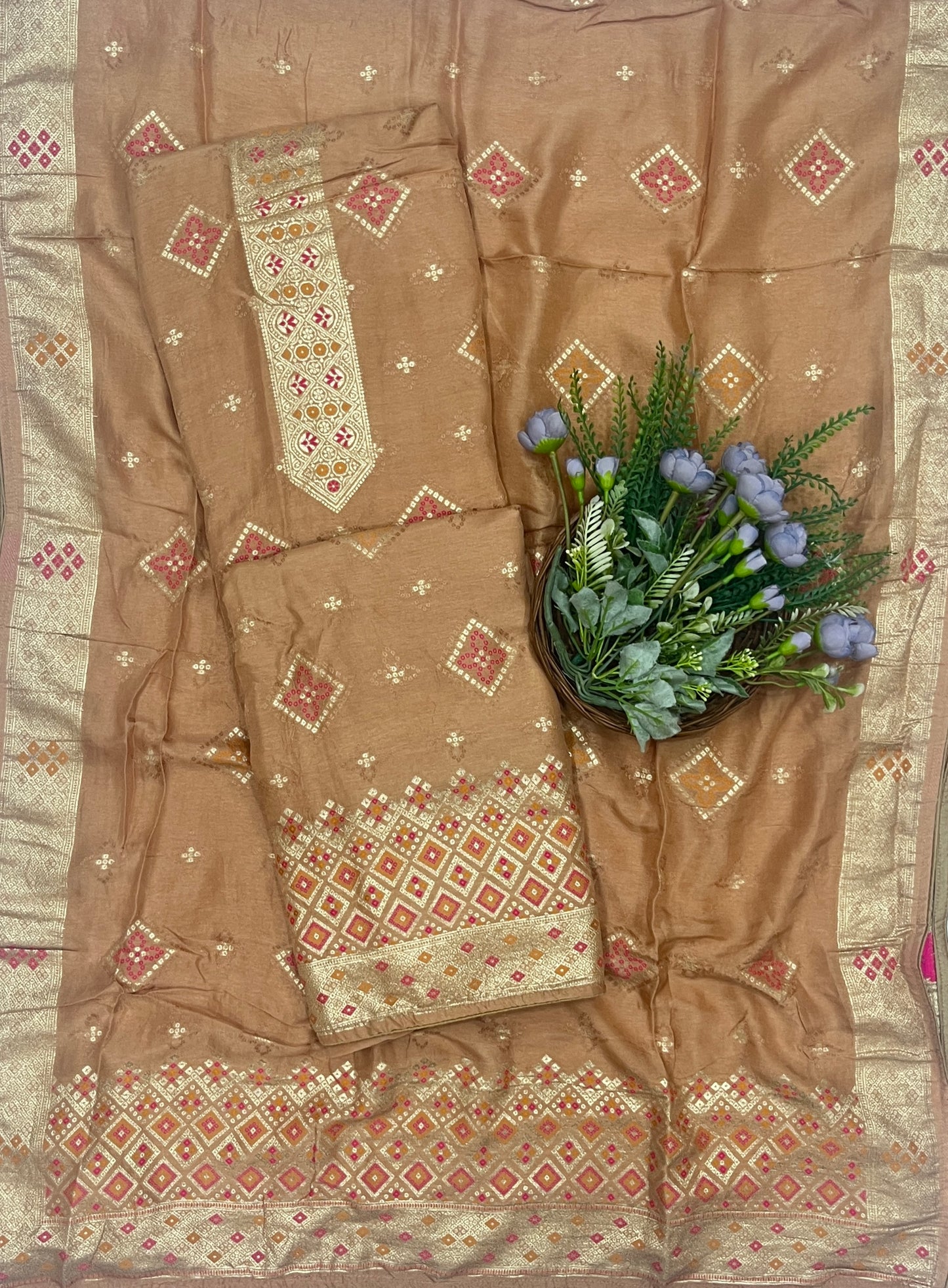 931B Banarasi Silk Camel Suit Fabric / CKC Banarasi Edit