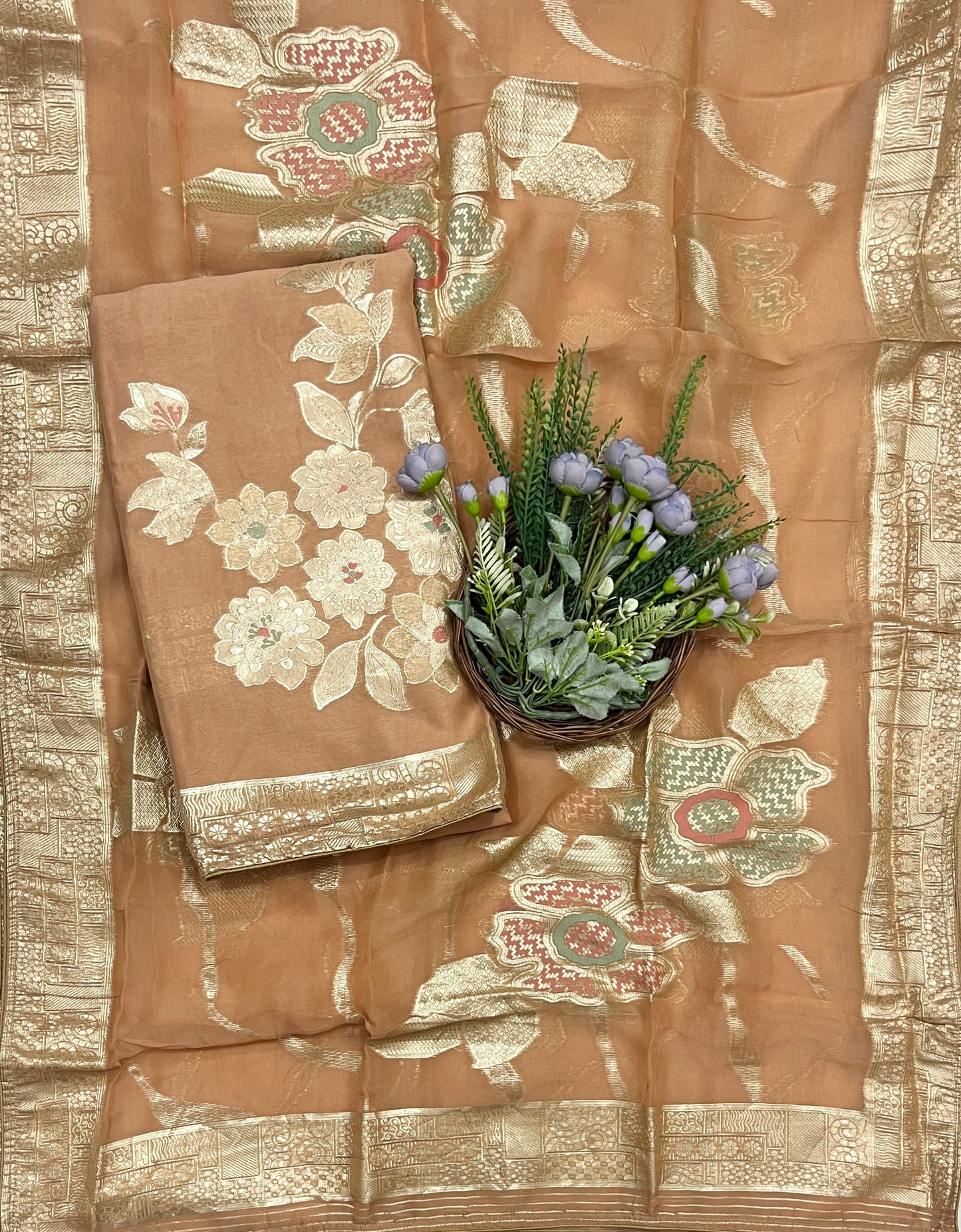 952B Banarasi Silk Dusty Peach Suit Fabric / CKC Banarasi Edit