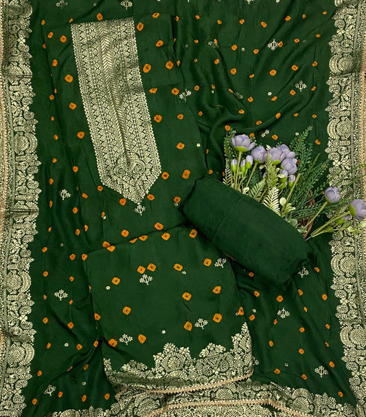 Dola Silk Dark Green Suit Fabric - Studio CKC