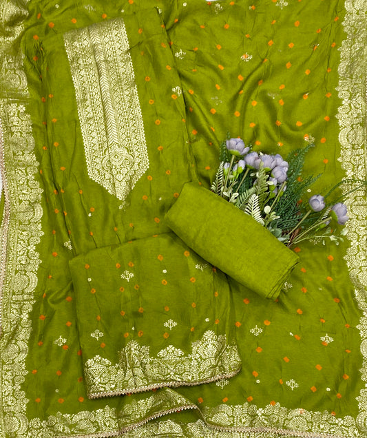 Dola Silk Light Green Suit Fabric - Studio CKC