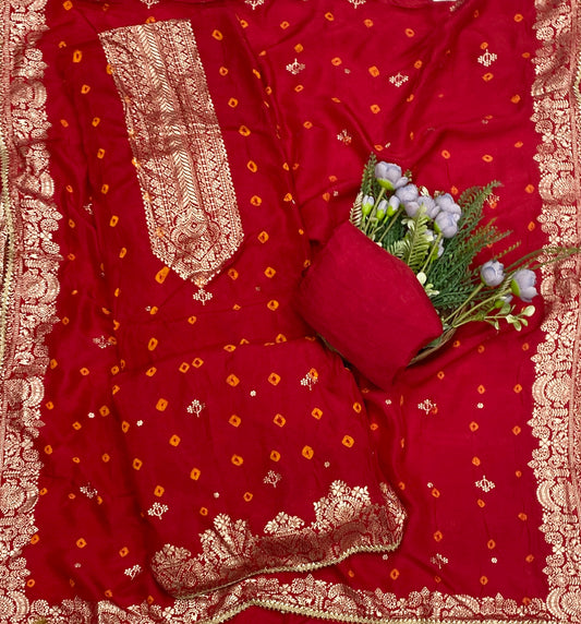 Dola Silk Red Suit Fabric - Studio CKC