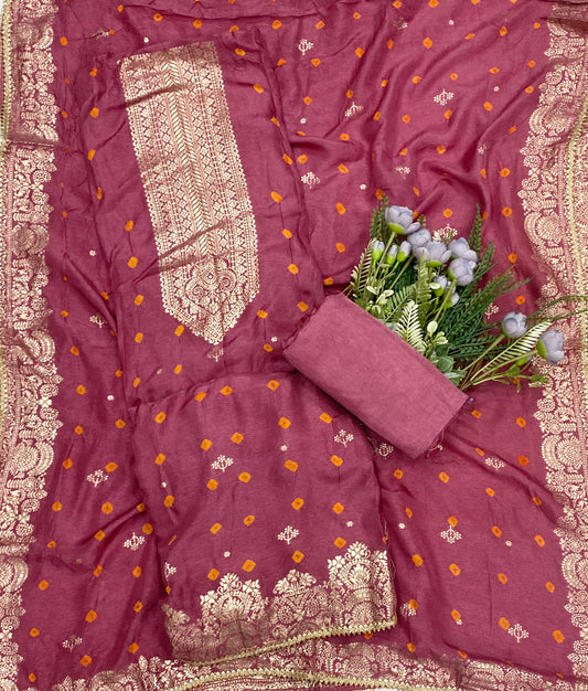 Dola Silk Pink Suit Fabric - Studio CKC