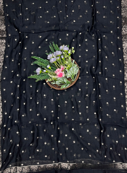 979B Pure Mul Cotton Black Suit Fabric / CKC Mul Cotton
