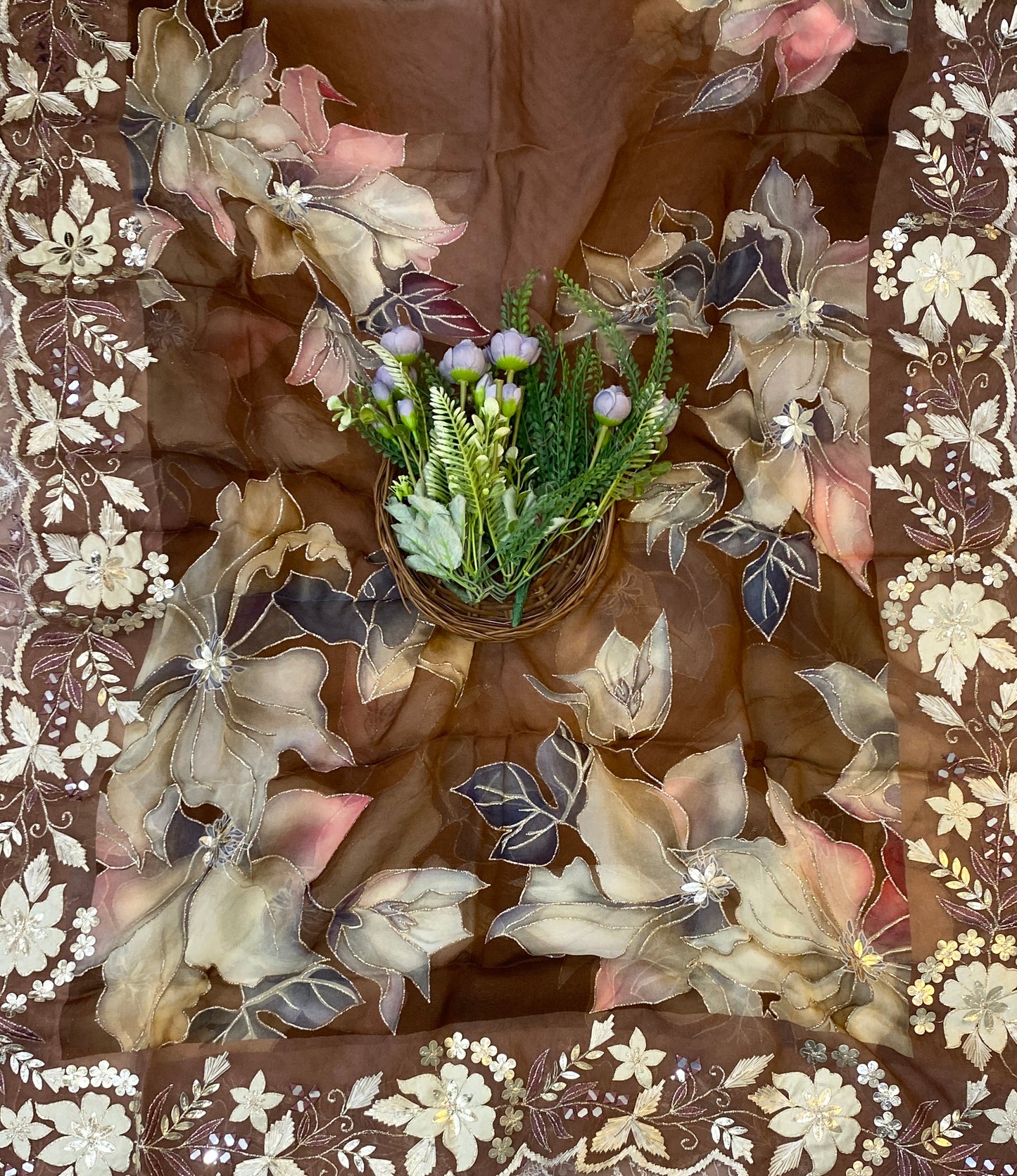 862C Organza Brown Suit Fabric/ CKC Partywear Collection