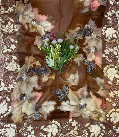 862C Organza Brown Suit Fabric/ CKC Partywear Collection
