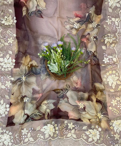 864C Organza Light Pink Suit Fabric/ CKC Partywear Collection
