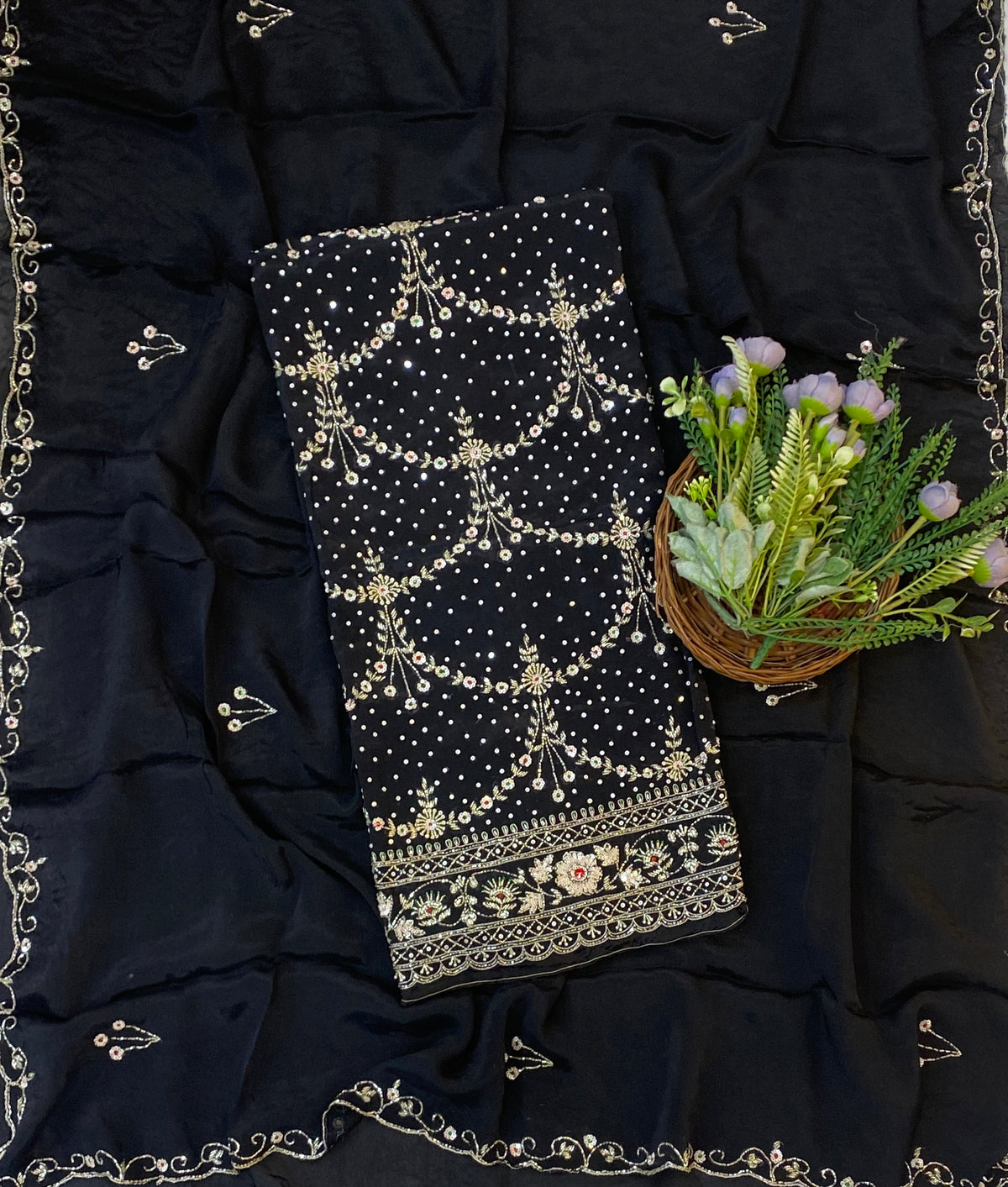 859C Crepe Black Suit Fabric/ CKC Partywear Collection