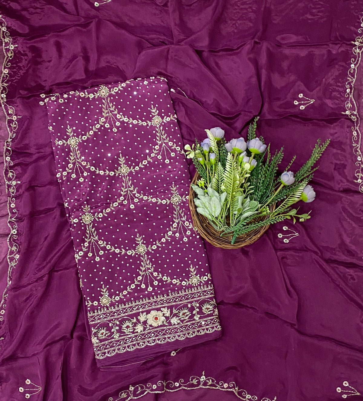 858C Crepe Dark Wine Suit Fabric/ CKC Partywear Collection