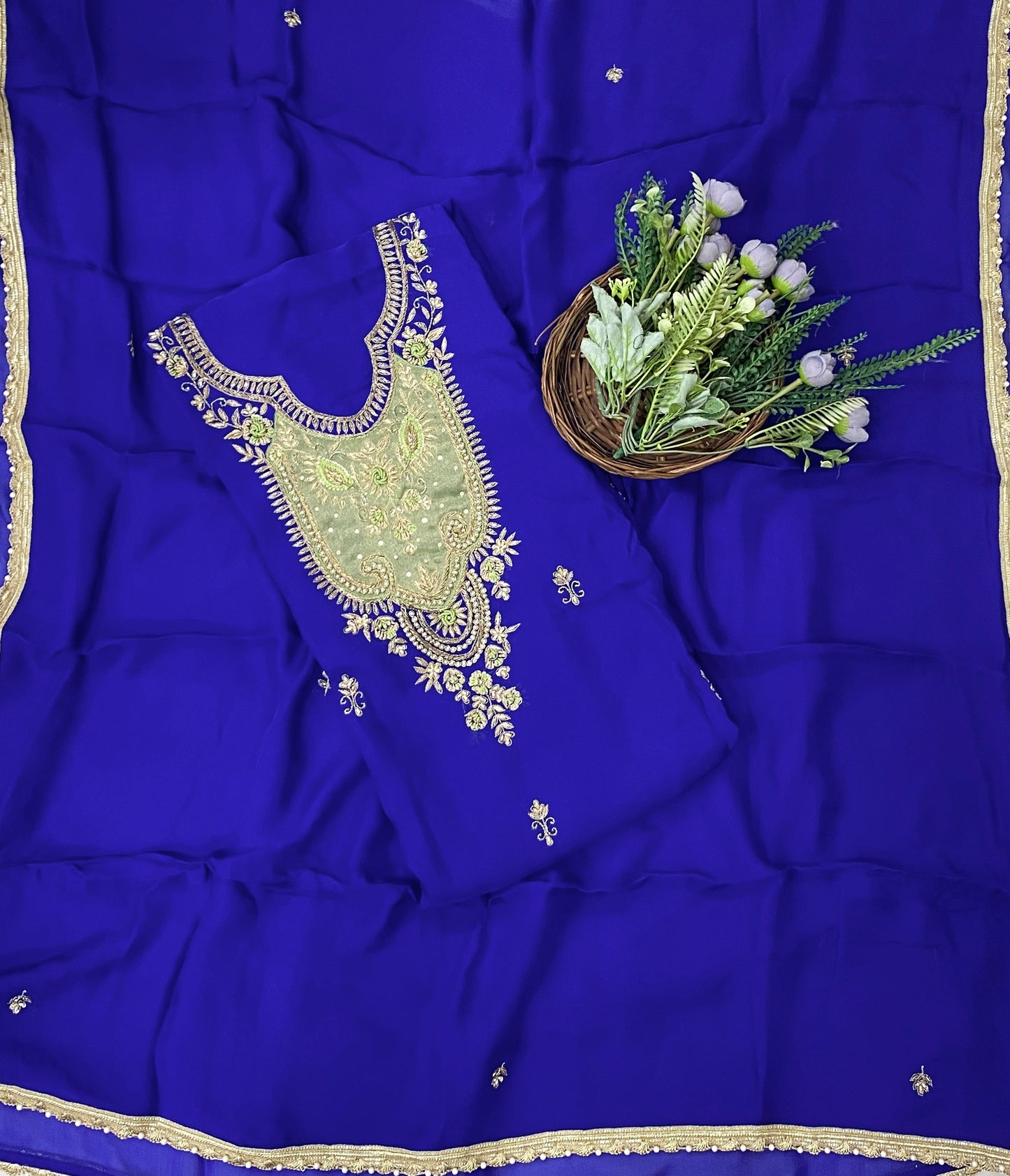 871C Twill Organza Royal Blue Suit Fabric/ CKC Partywear Collection
