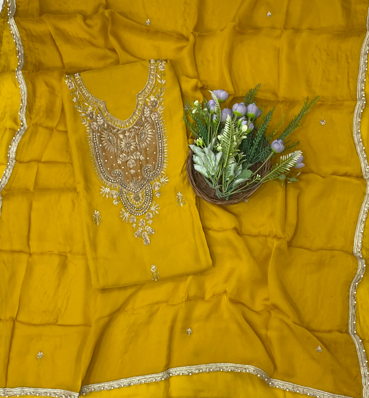 868C Twill Organza Yellow Suit Fabric/ CKC Partywear Collection