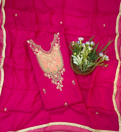 869C Twill Organza Hot Pink Suit Fabric/ CKC Partywear Collection