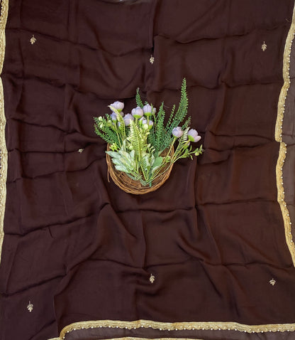 870C Twill Organza Dark Coffee Brown Suit Fabric/ CKC Partywear Collection