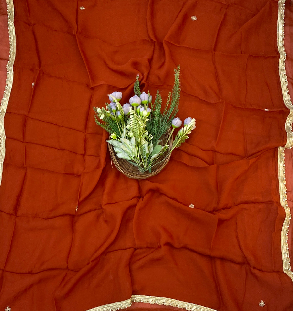 867C Twill Organza Rust Orange Suit Fabric/ CKC Partywear Collection