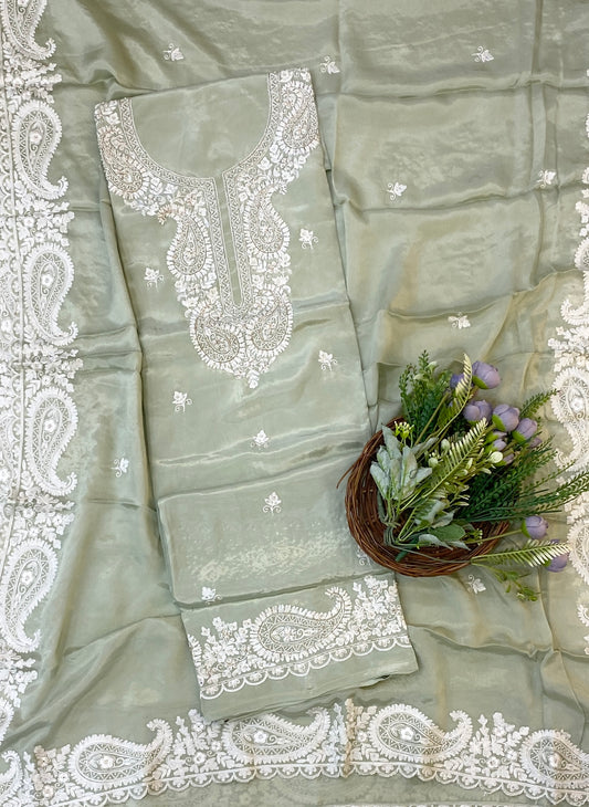 879C Crepe Light Green Suit Fabric/ CKC Partywear Collection