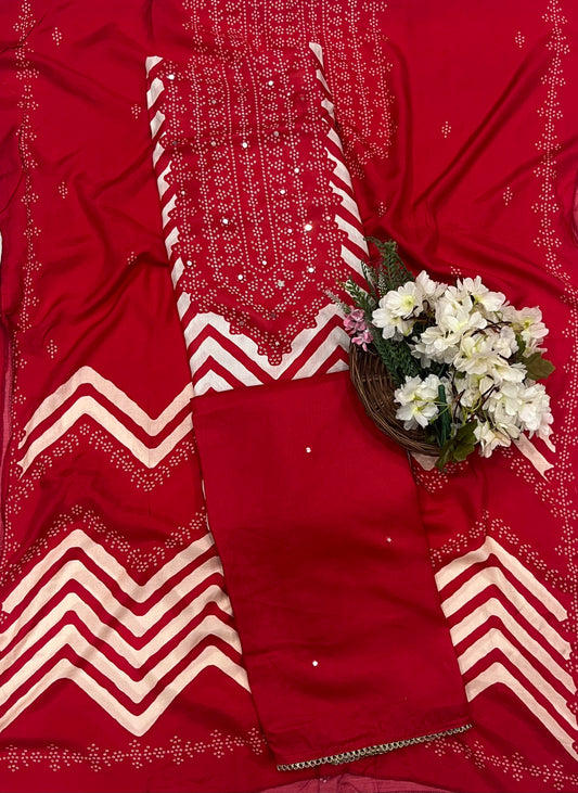 CKC 899 Cotton Red Suit Fabric / CKC Cotton Bazaar