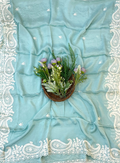 876C Crepe Light Blue Suit Fabric/ CKC Partywear Collection