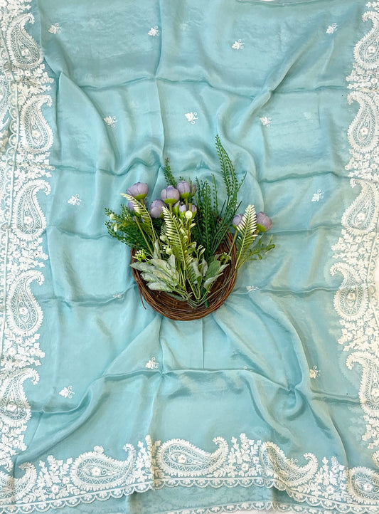 876C Crepe Light Blue Suit Fabric/ CKC Partywear Collection