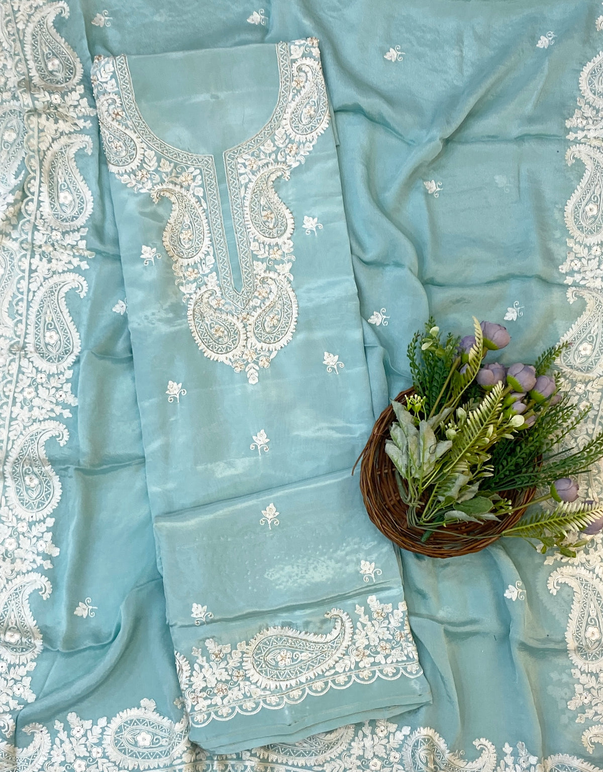 876C Crepe Light Blue Suit Fabric/ CKC Partywear Collection