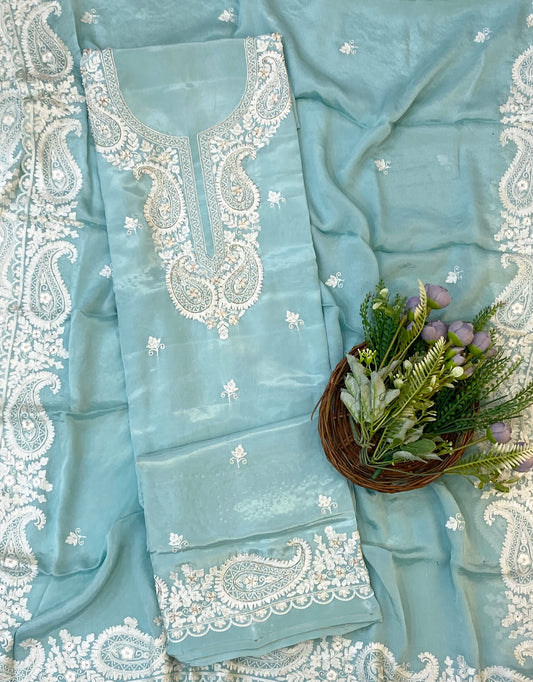 876C Crepe Light Blue Suit Fabric/ CKC Partywear Collection