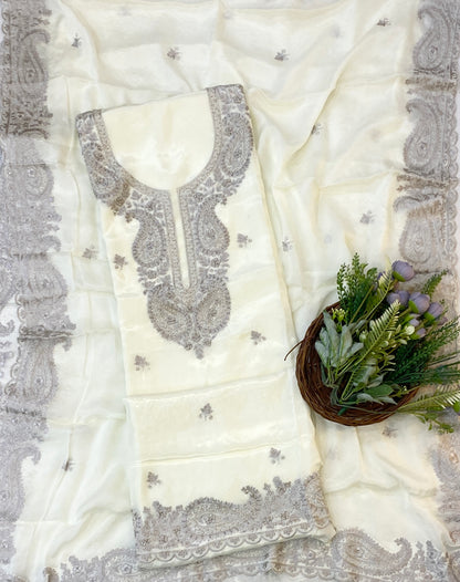 877C Crepe Off White Suit Fabric/ CKC Partywear Collection