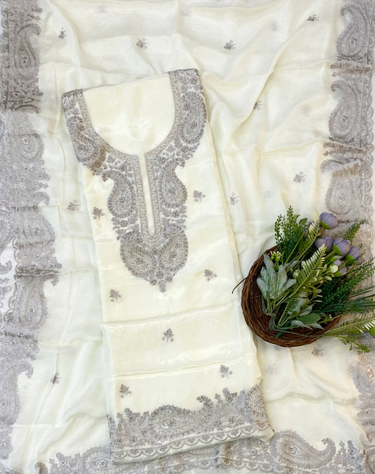 877C Crepe Off White Suit Fabric/ CKC Partywear Collection