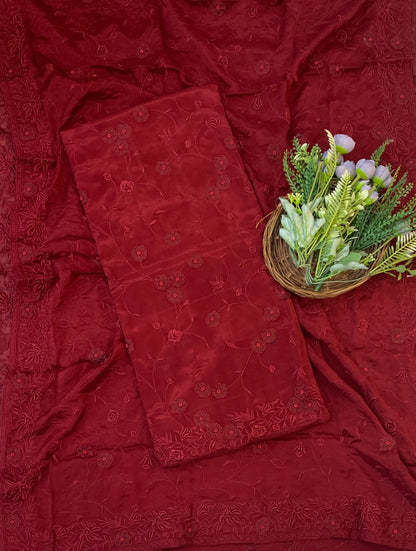888C Crepe Dark Red Suit Fabric/ CKC Partywear Collection