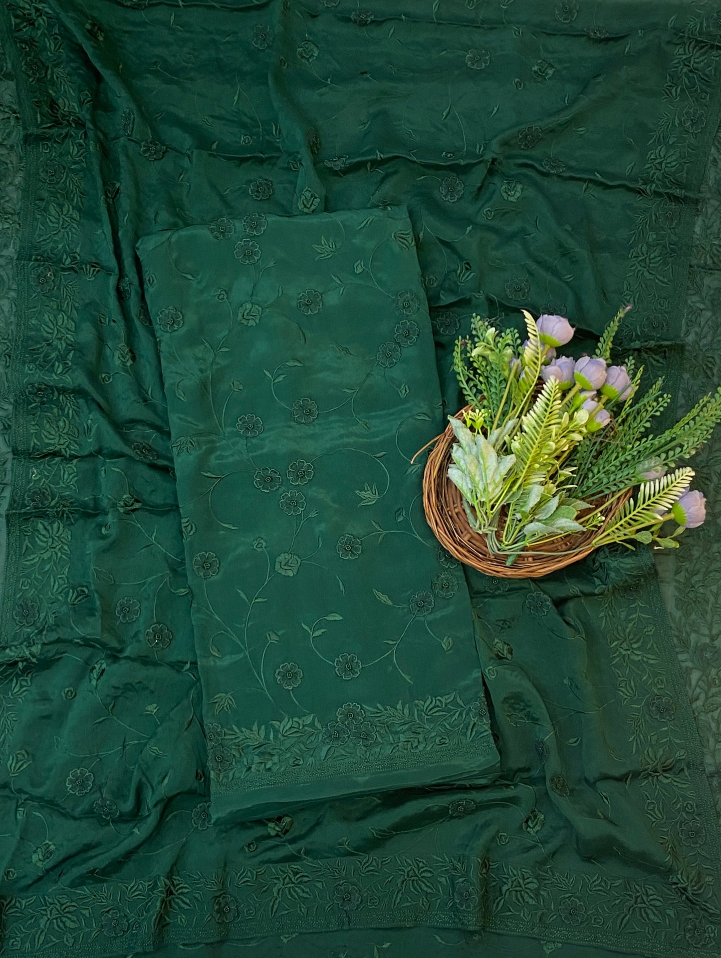 887C Crepe Dark Green Suit Fabric/ CKC Partywear Collection