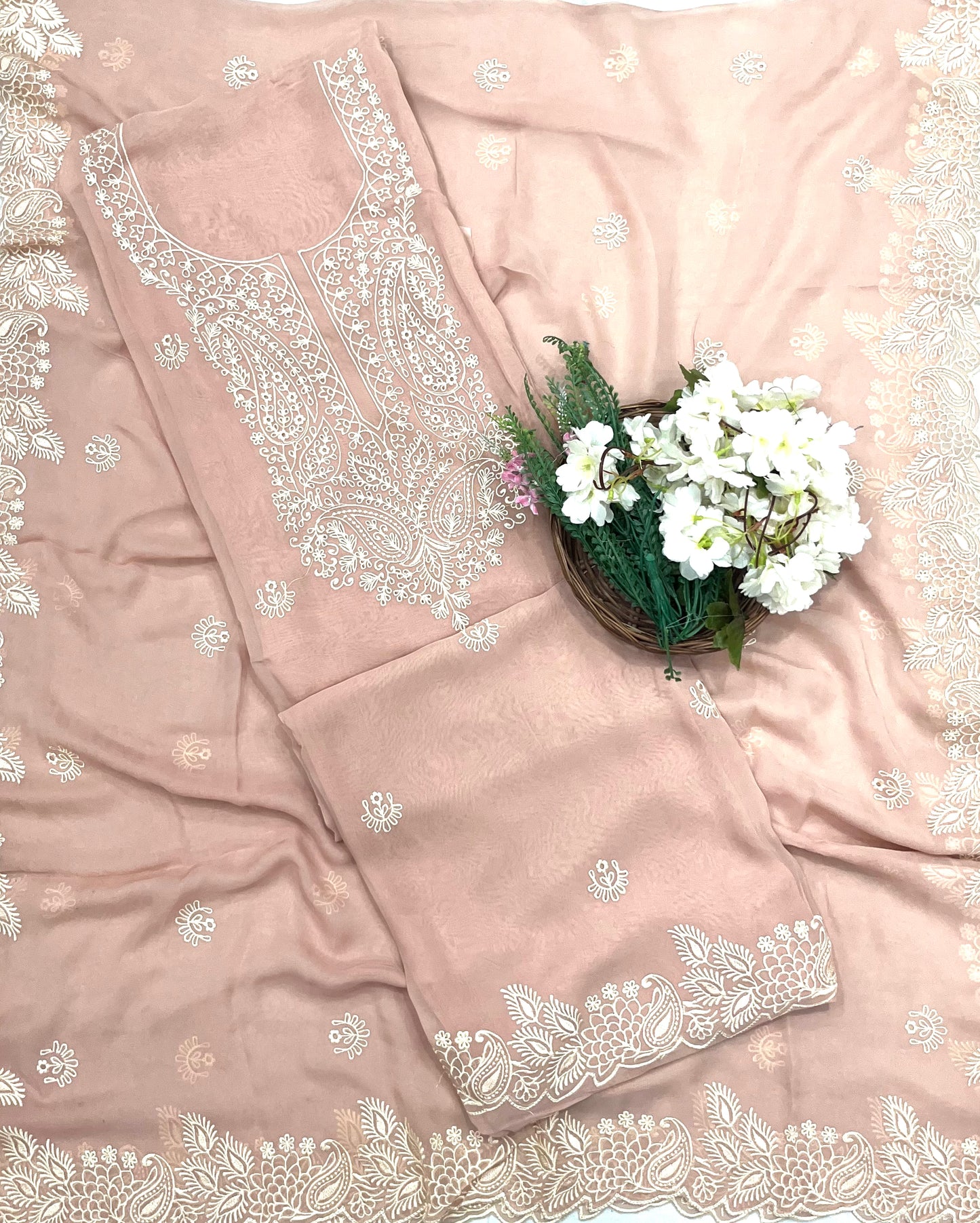 958 Georgette Light Peach Suit Fabric / CKC Georgette Suits