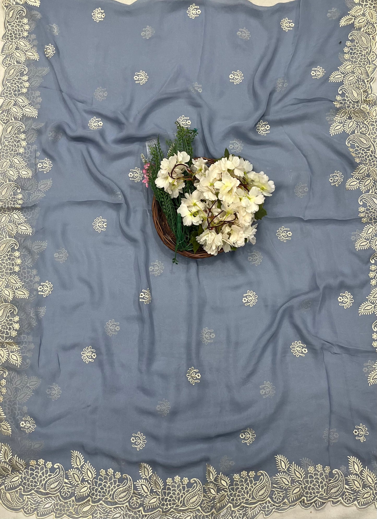 960 Georgette Ice Blue Suit Fabric / CKC Georgette Suits