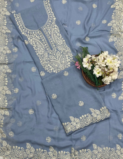 960 Georgette Ice Blue Suit Fabric / CKC Georgette Suits