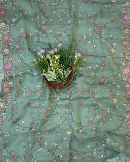 881C Organza Sea Green Suit Fabric/ CKC Partywear Collection
