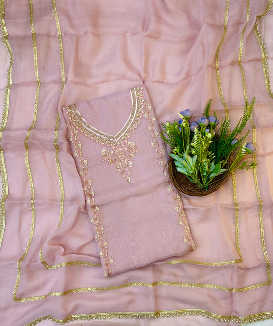 892C Organza Light Pink Suit Fabric/ CKC Partywear Collection