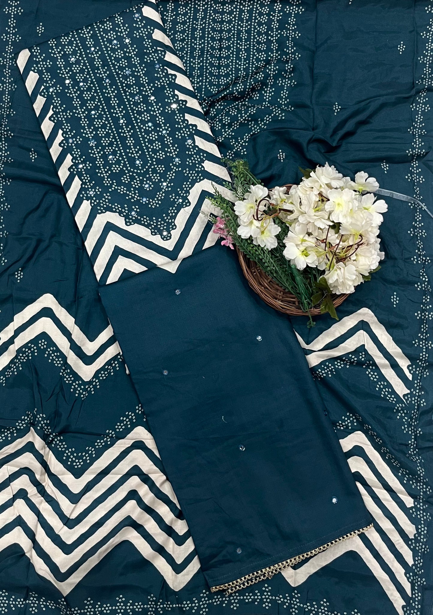 CKC 900 Cotton Peacock Blue Suit Fabric / CKC Cotton Bazaar