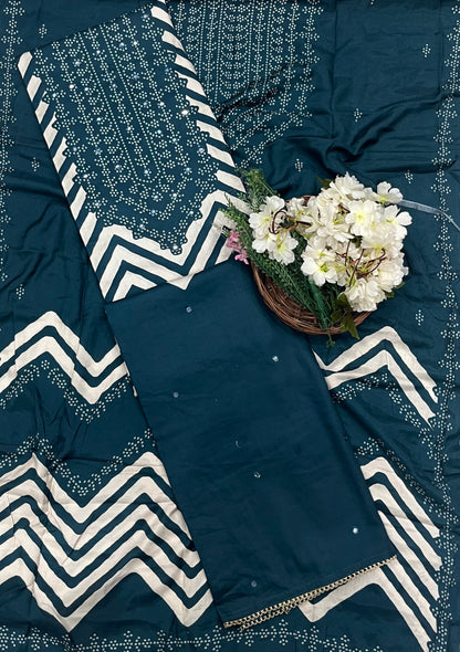 CKC 900 Cotton Peacock Blue Suit Fabric / CKC Cotton Bazaar