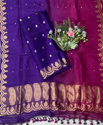 966B Pure Organza Purple Suits Fabric/ CKC Banarasi Edit