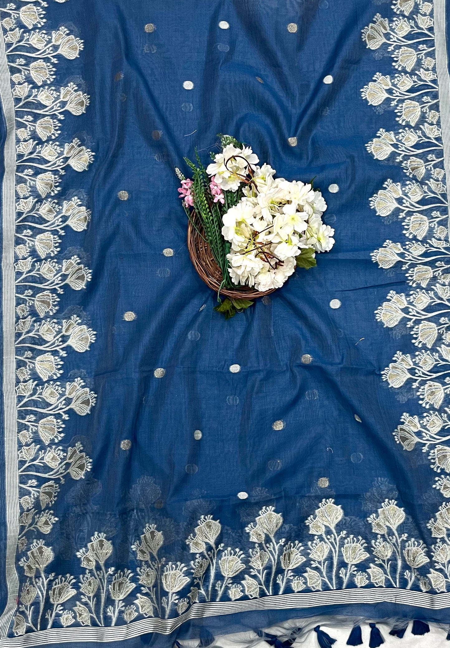 129A Jamdani Denim Blue Suit Fabric / CKC Jamdani Suits