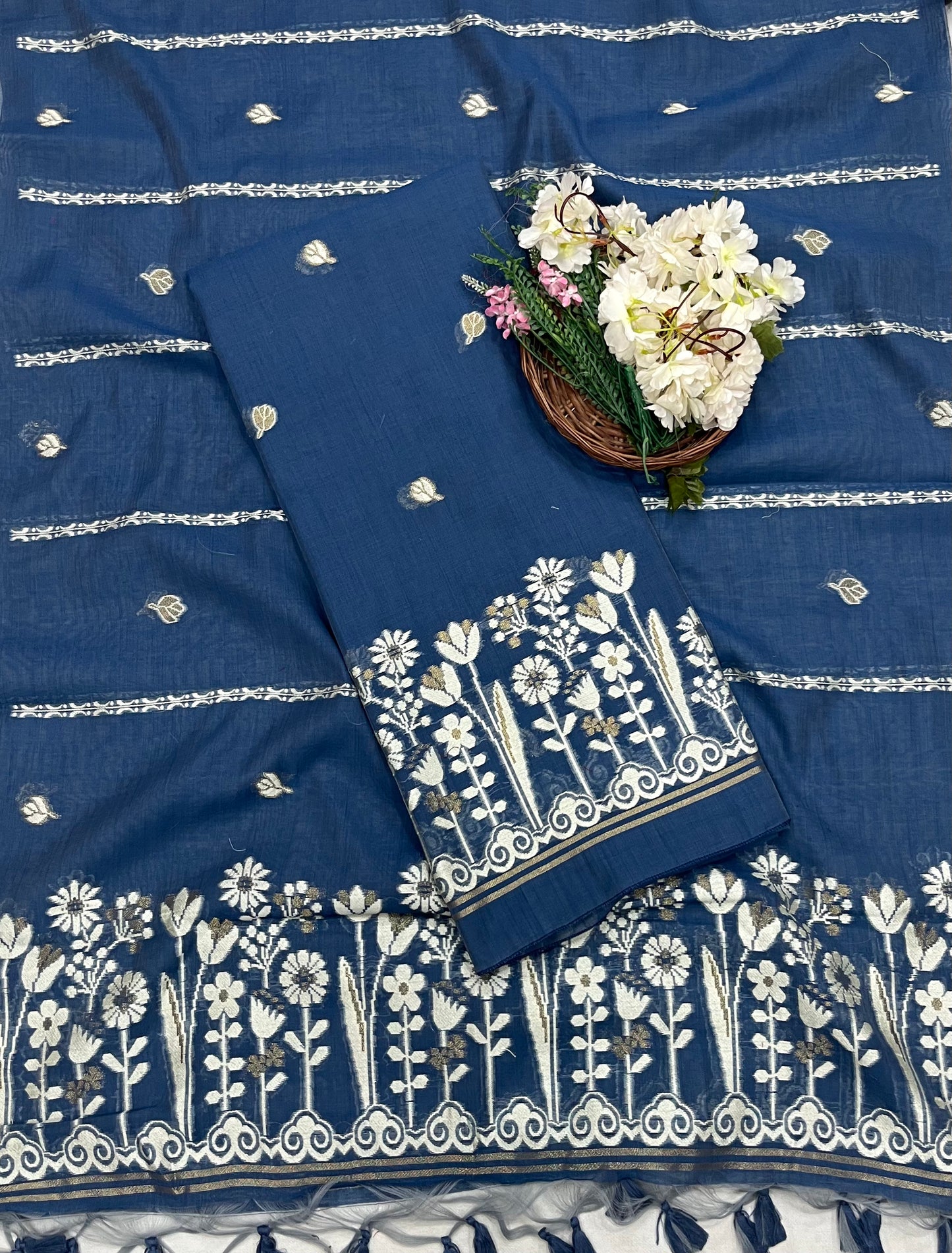 जामदानी ग्रीन सूट फैब्रिक / कॉटन बाज़ार पीटी 2