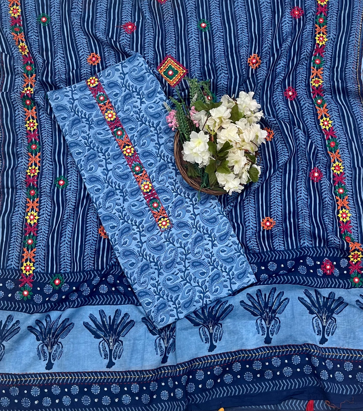 Ckc 985 Cotton Blue Suit Fabric / CKC Cotton Bazaar