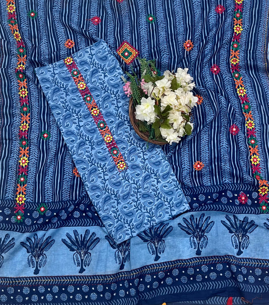 Ckc 985 Cotton Blue Suit Fabric / CKC Cotton Bazaar